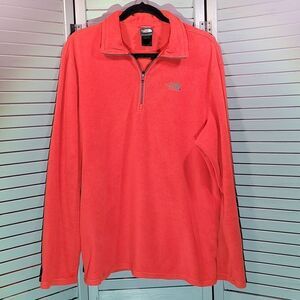 The North Face Men’s Reddish Orange PolarTec Fleece 1/4 Zip Pullover- Size Large